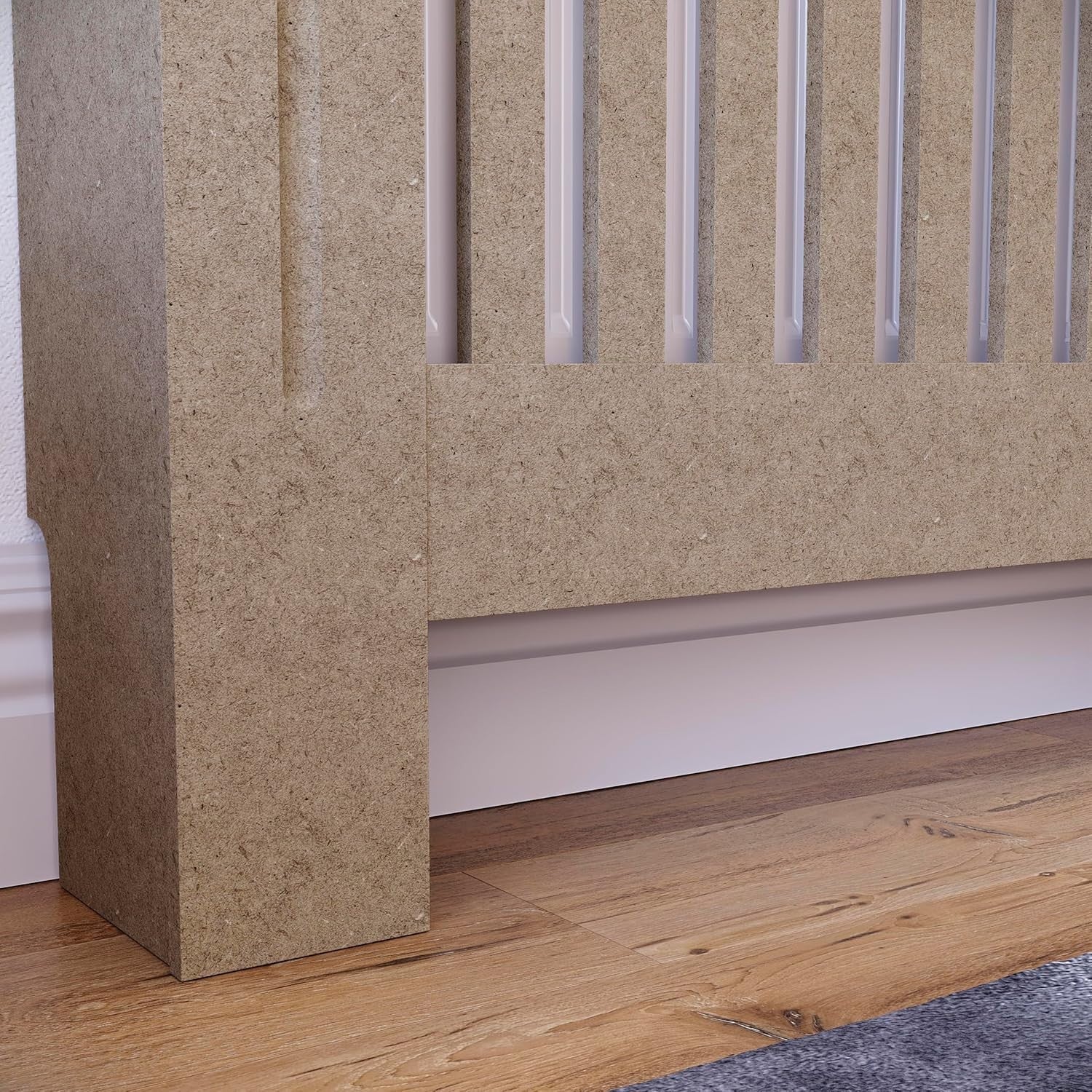 Extra Large Unfinished Radiator Cover | Modern MDF Slatted Cabinet