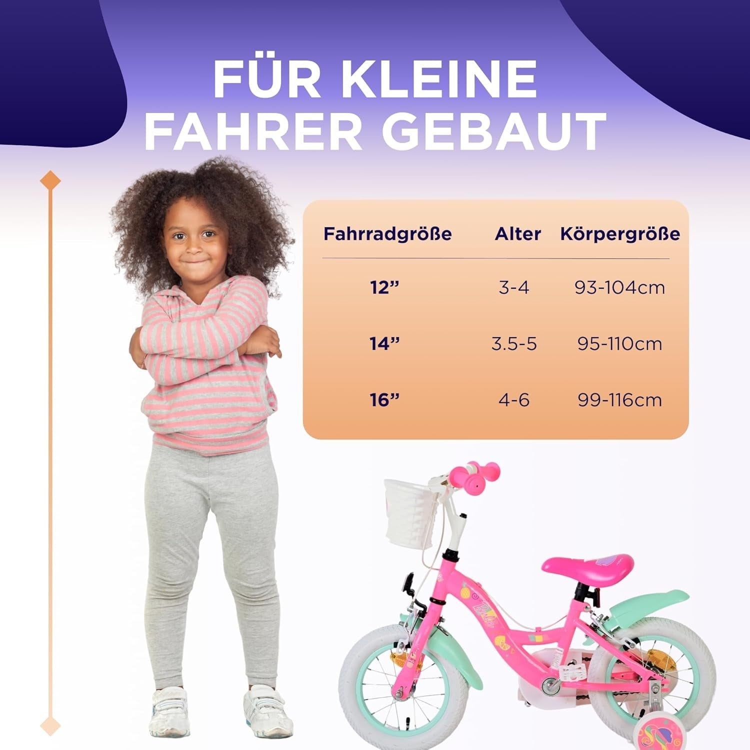 14 Inch Girls Bike Training Wheels Hand Brakes Pink Bicycle Age 3-5