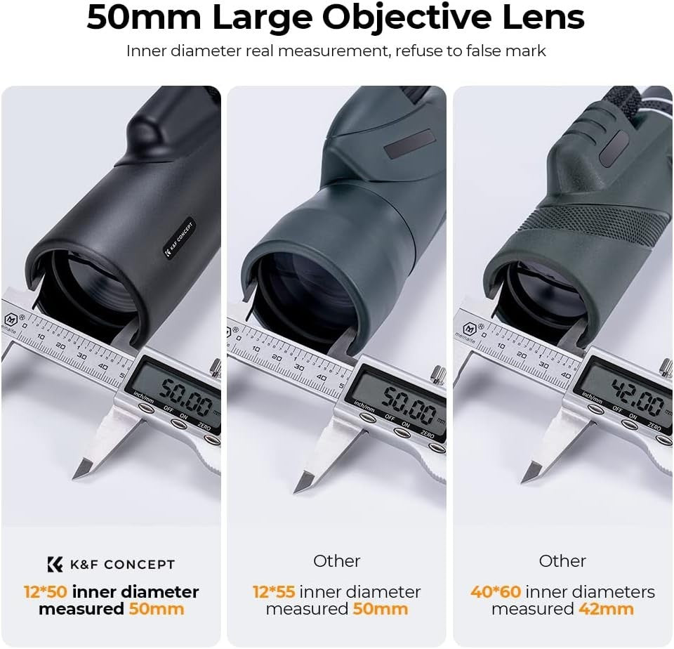 12X50 HD Waterproof Monocular BAK4 FMC Dual Focus – Compact Hiking Scope