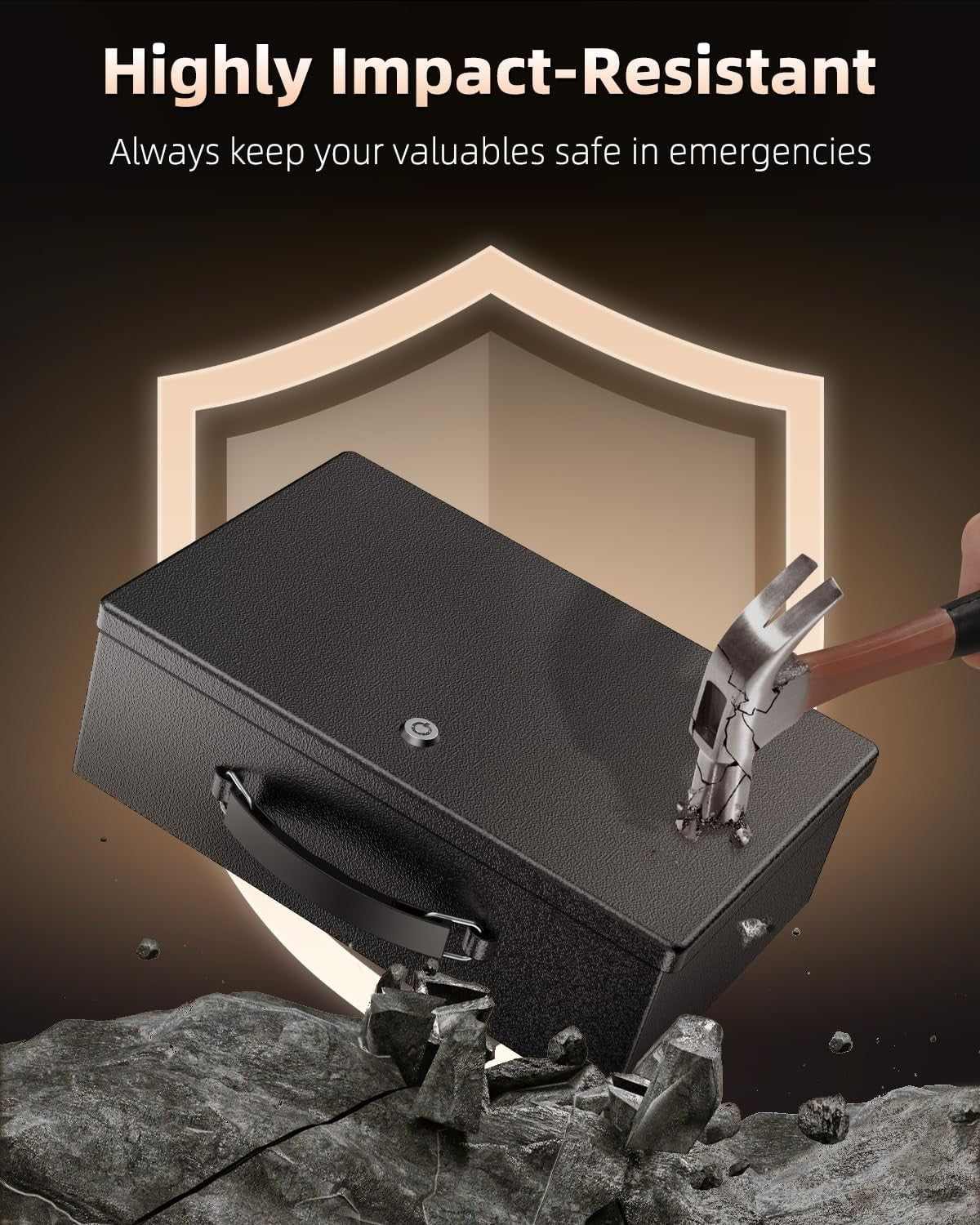 Fireproof Document Box Key Lock Water Resistant Cash Passport Chest