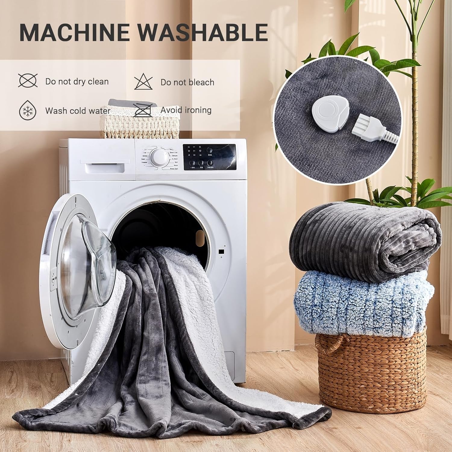 Electric Heated Throw Blanket 10 Heat Settings Fast Warm Auto Off 130x160cm