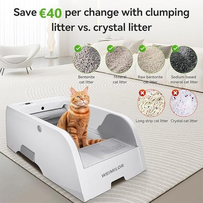 Self Cleaning Cat Litter Box Smart App Control Odor Free Auto Tray