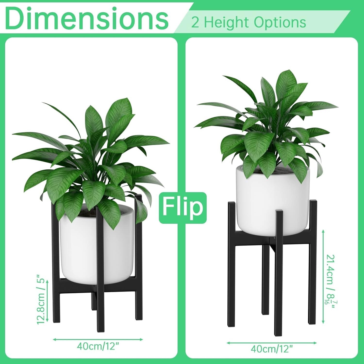 Mid-Century Metal Plant Stand 30.5cm Tall Indoor Outdoor Flower Pot Holder