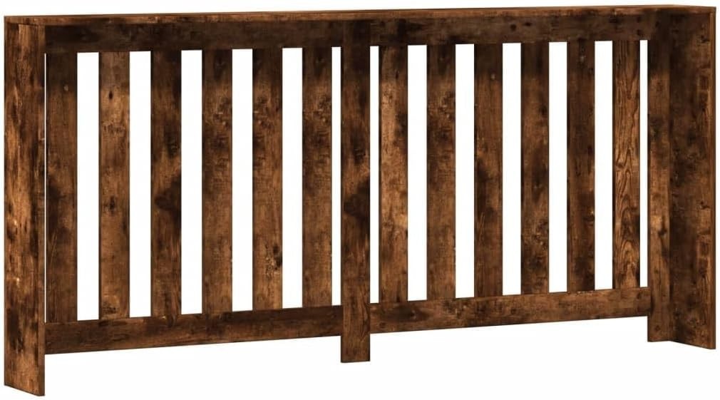 Smoked Oak Radiator Cover Shelf | Modern Slatted MDF Cabinet 175x20x82cm