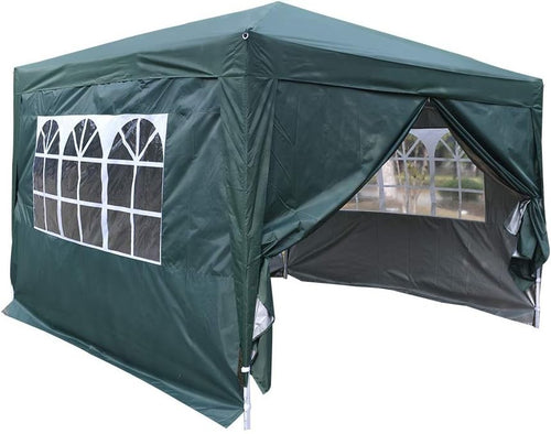 3x3M Green Pop Up Gazebo With Sides Waterproof Outdoor Garden Party Tent Marquee