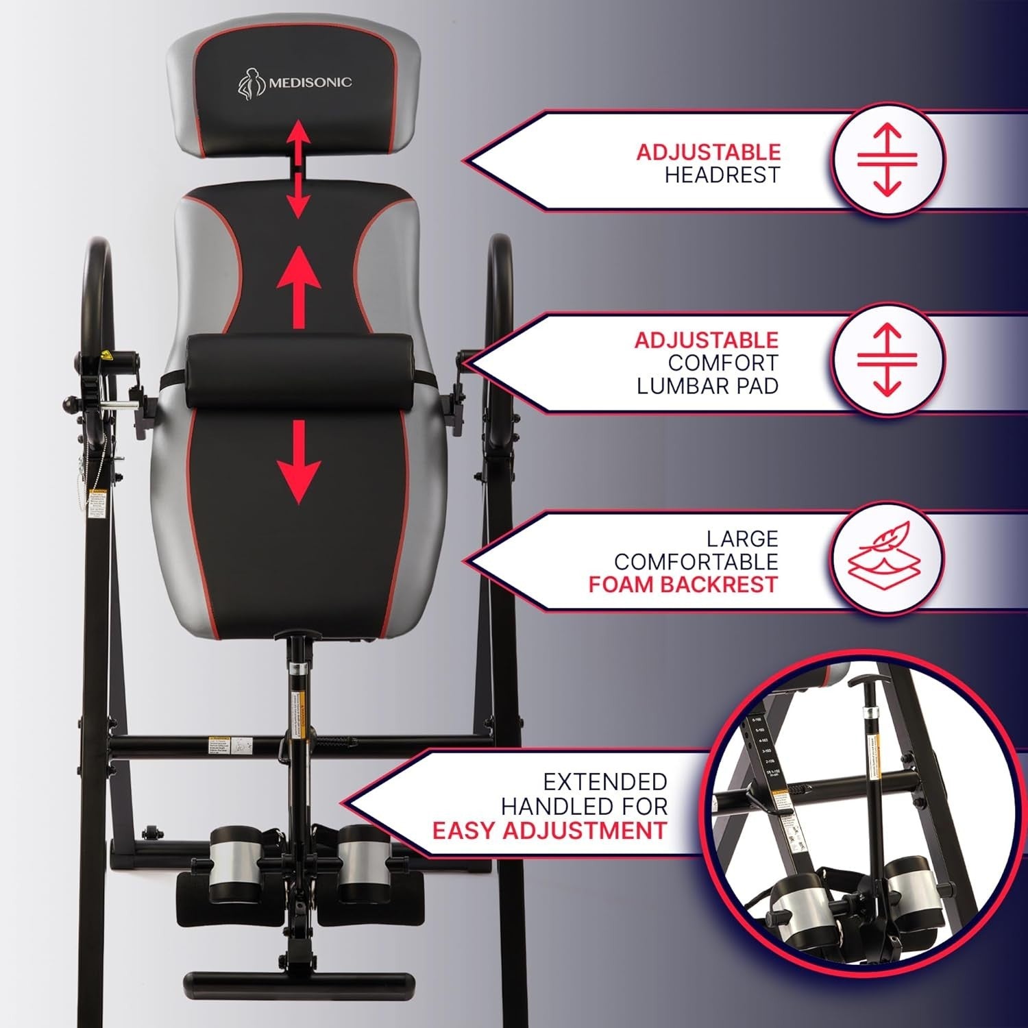 Advanced Inversion Table 300lb Heat & Vibrating Massage Pad Adjustable
