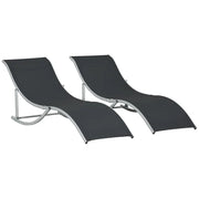 Set of 2 S-Shaped Folding Sun Lounger Reclining Chairs Garden Patio