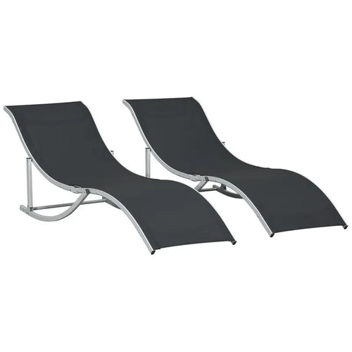 Set of 2 S-Shaped Folding Sun Lounger Reclining Chairs Garden Patio