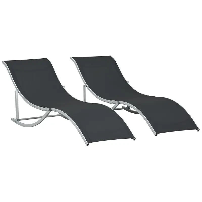 Set of 2 S-Shaped Folding Sun Lounger Reclining Chairs Garden Patio