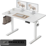 White 120x60cm Electric Standing Desk with Memory Control & Quiet Motor