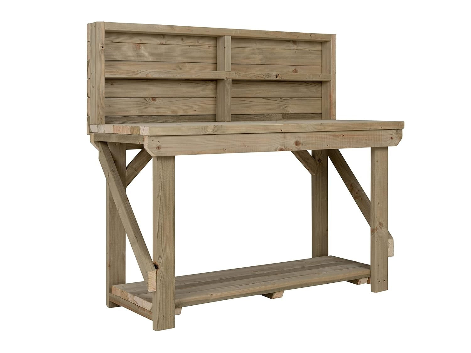 4ft Heavy Duty Workbench with Back Panel – Pressure Treated Indoor/Outdoor Table