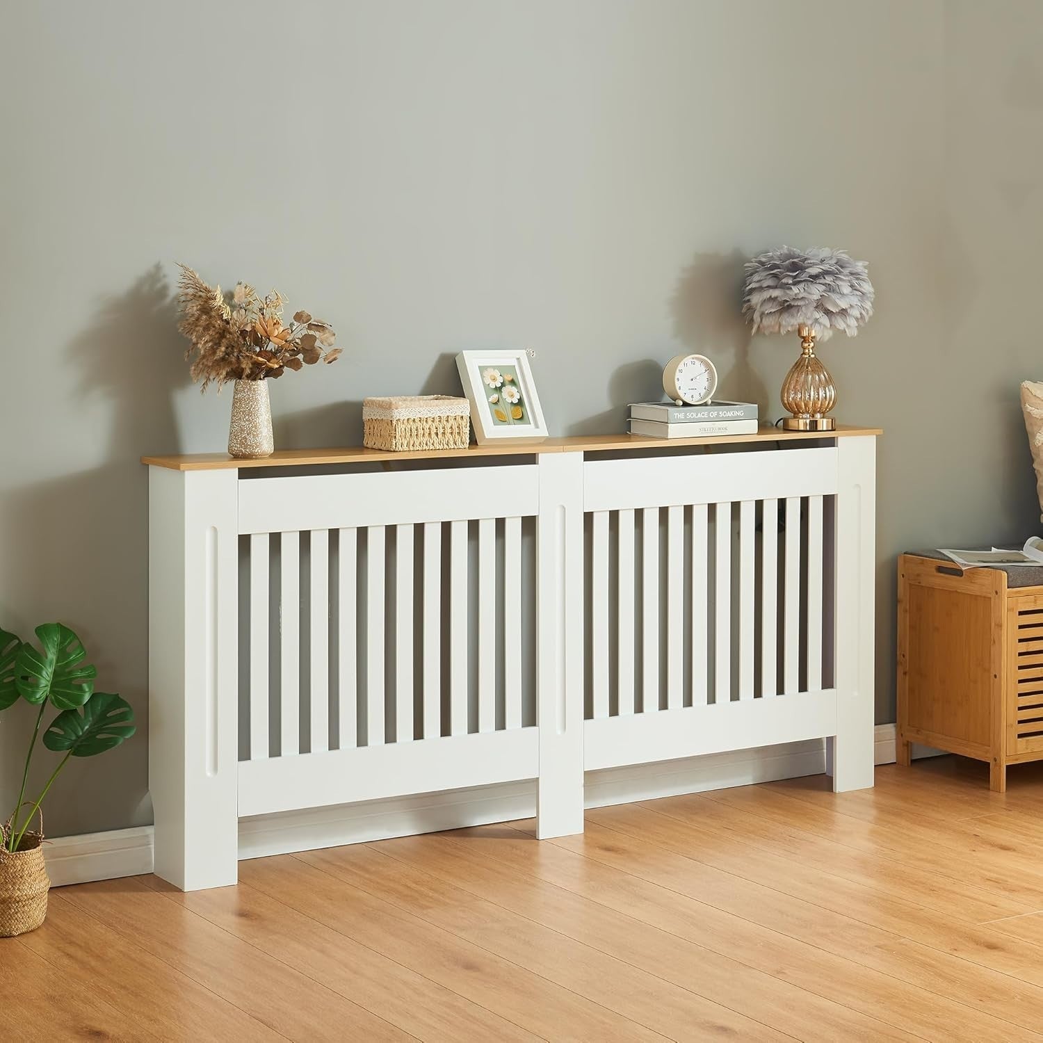 Radiator Cover White Wood Cabinet XL | Traditional Grill Design MDF Top