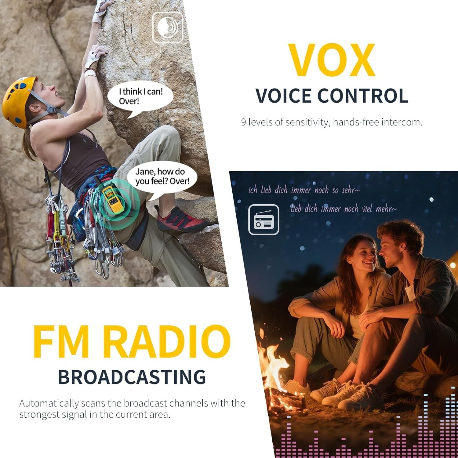 IP67 Waterproof Floating Walkie Talkies 2 Pack Dual PTT FM SOS VOX
