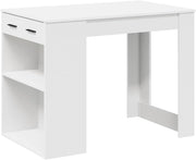 White Desk 102x62cm with Drawer & Shelf Modern Computer Study Table Office