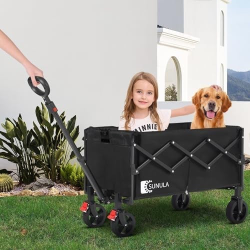 Folding Camping Trolley 120L Heavy Duty Garden Wagon Cart 220lbs