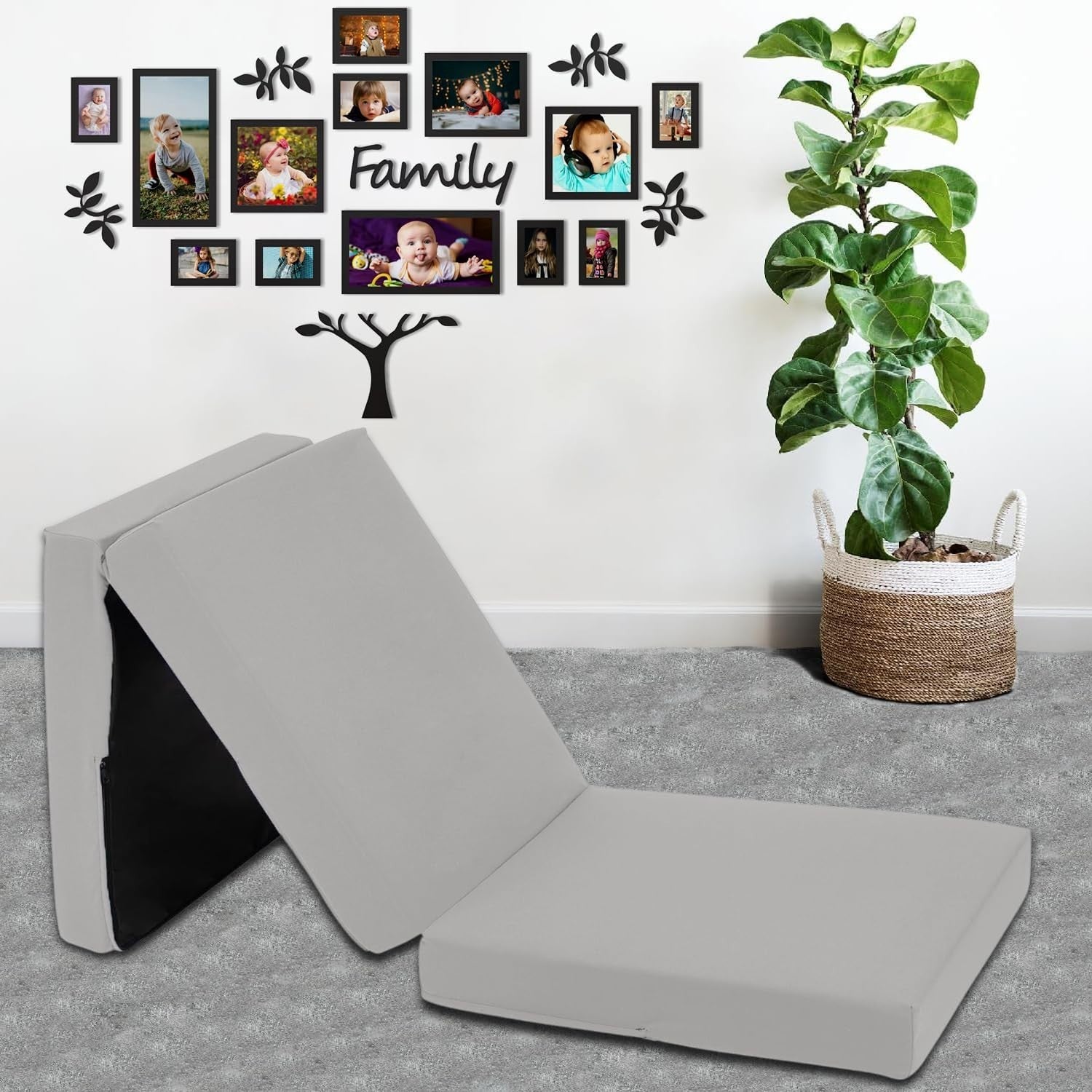 Folding Floor Mattress Futon Chair Bed Guest Sofa Foam Compact Silver