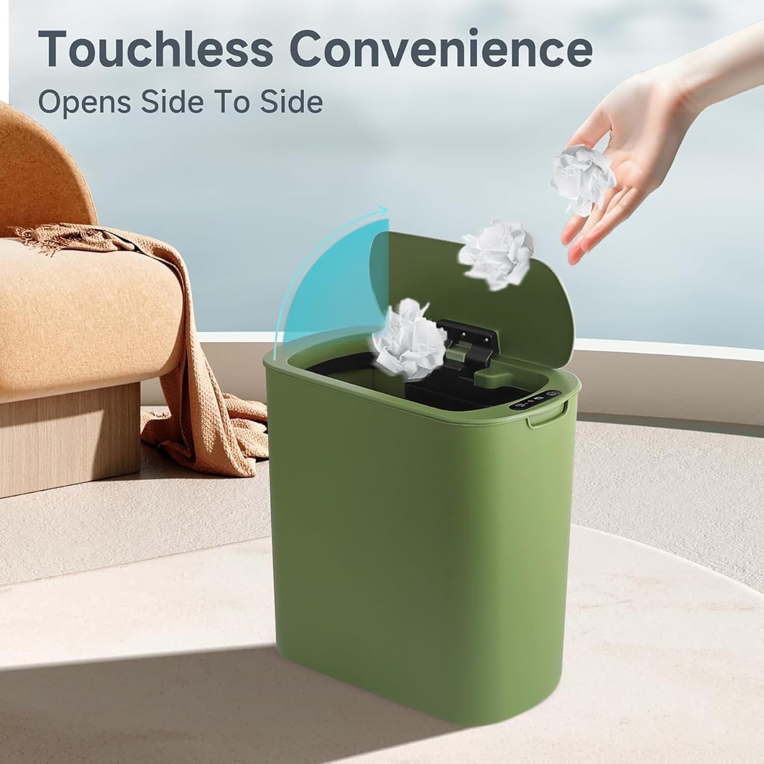 Automatic Touchless Bathroom Bin 2.6 Gallon Slim Motion Sensor Green
