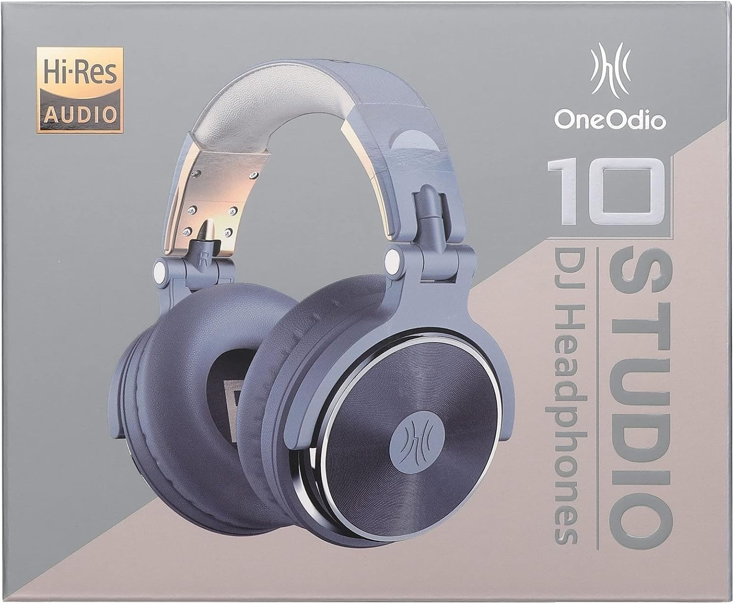 Studio Over Ear Headphones Hi-Fi 50mm Drivers Wired DJ Monitoring Grey