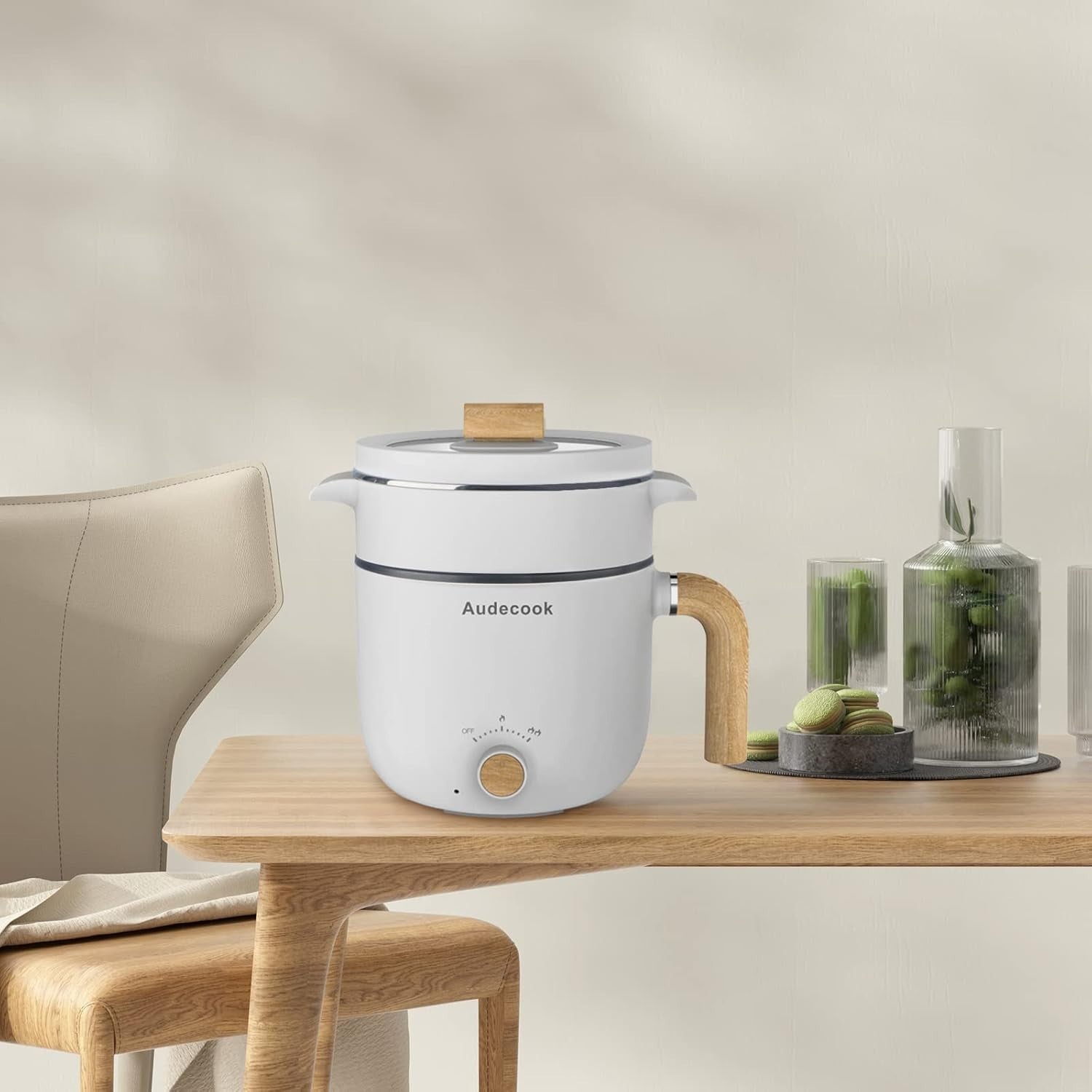 Electric 1.5L Mini Hot Pot with Steamer | Non-Stick Cooker for Soup & Ramen