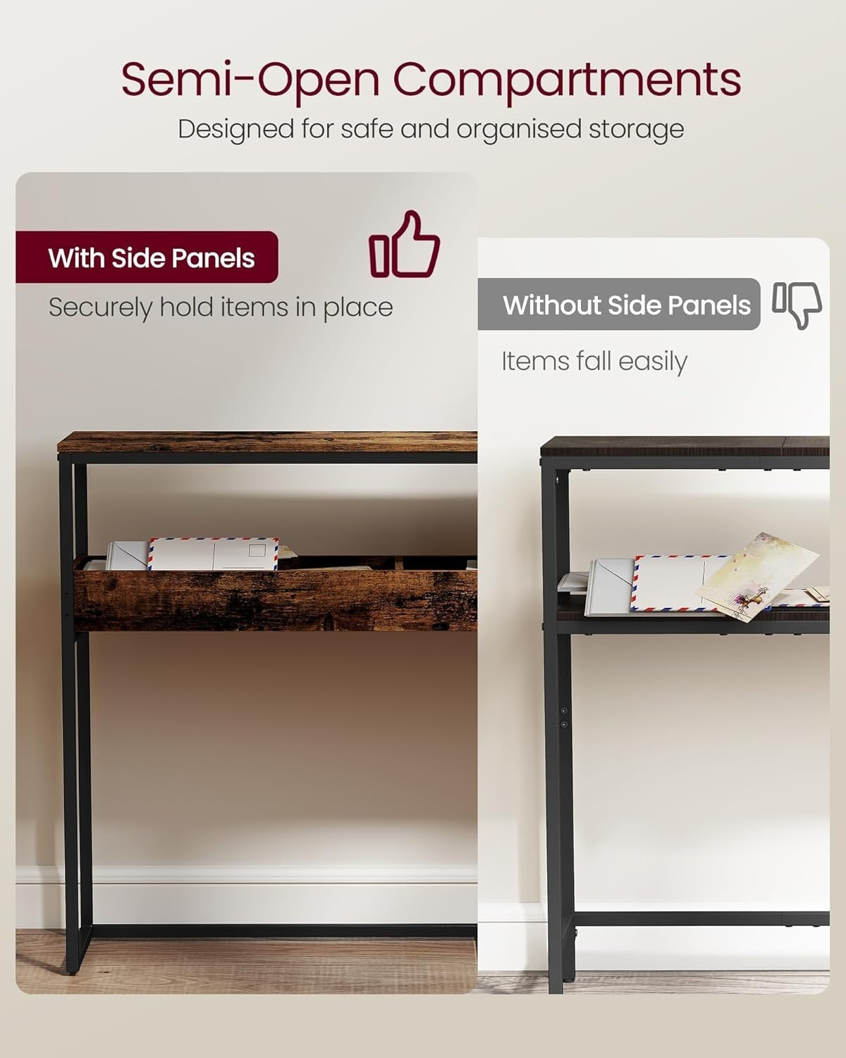Slim 2-Tier Console Table with Storage – Narrow Entryway Table for Hallway