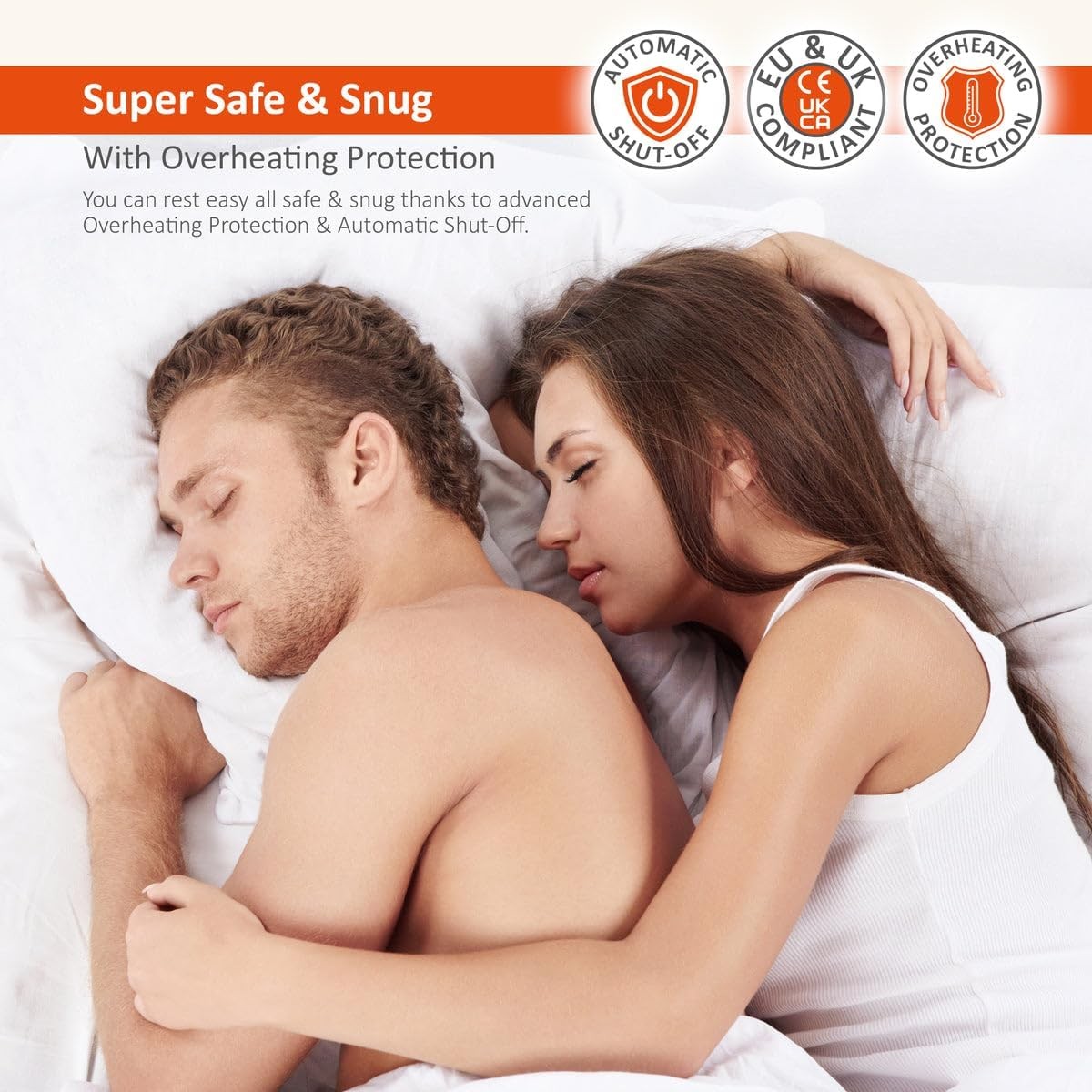 Electric Heated Mattress Blanket King 203x152cm Dual Control Fitted Washable