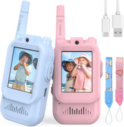 Video Walkie Talkies for Kids Long Range 2 Way Radio Toy 2 Pack Pink Blue