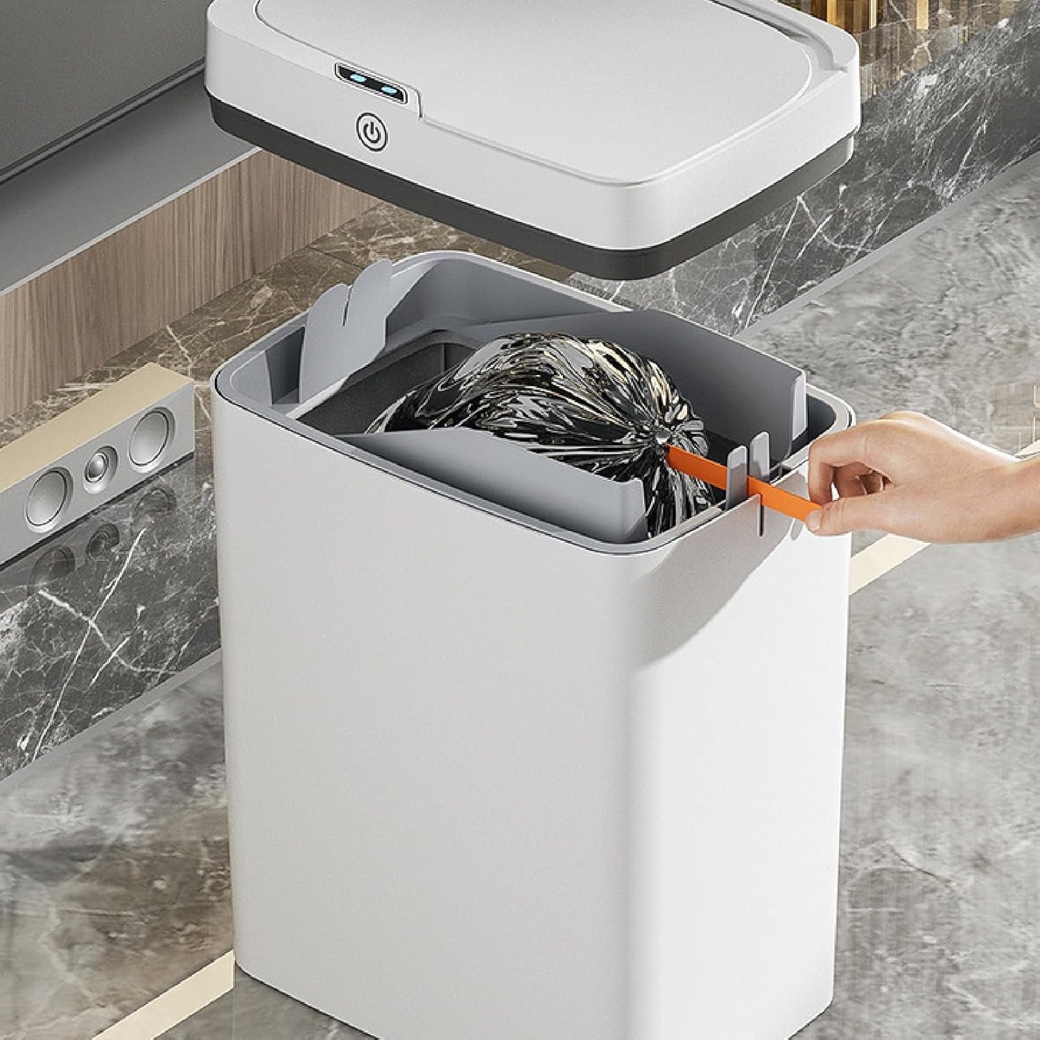 15L Motion Sensor Trash Can Rechargeable Auto Packing