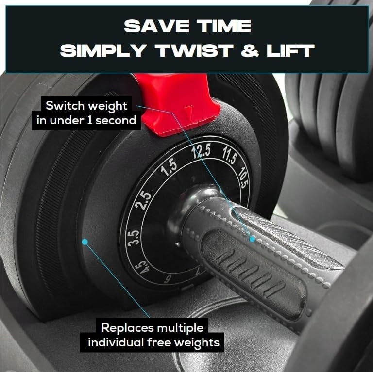 Adjustable Dumbbells Pair Space-Saving Smart Click Home Gym Weights