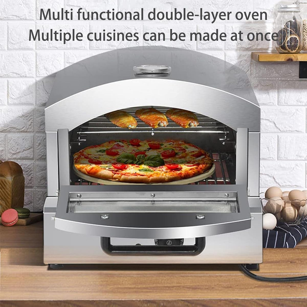 Commercial Electric Pizza Oven | Stainless Steel Countertop Cooker 350°C