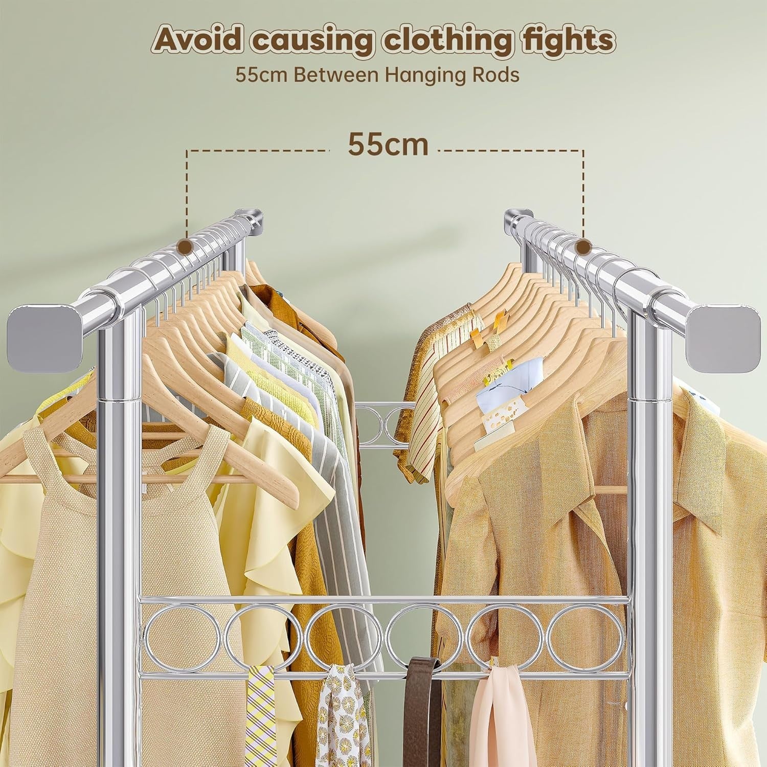 285KG Heavy Duty Extendable Double Rail Clothes Rack – Silver