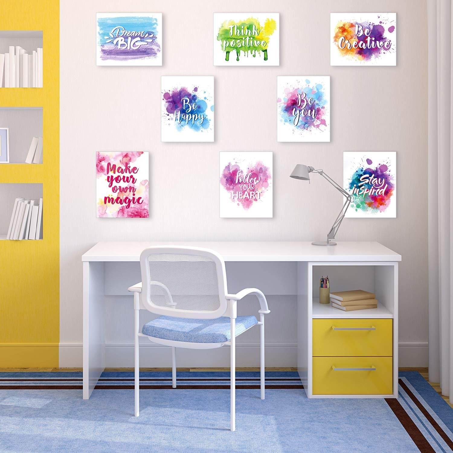 Set of 9 Motivational Quote Wall Art Prints 8×10″ Abstract Watercolor