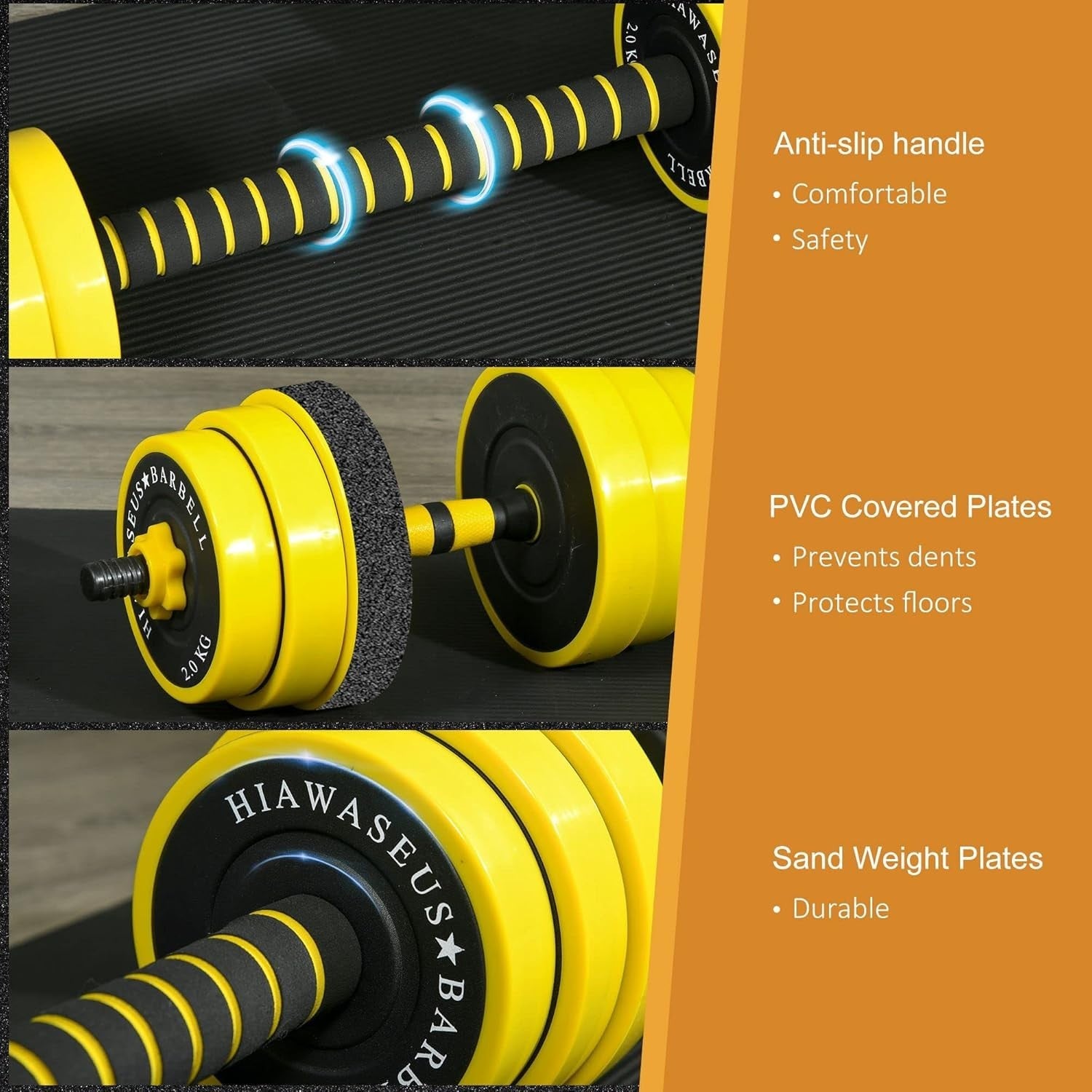 30KG Adjustable Dumbbell Barbell Set 3 in 1 Home Gym Weights