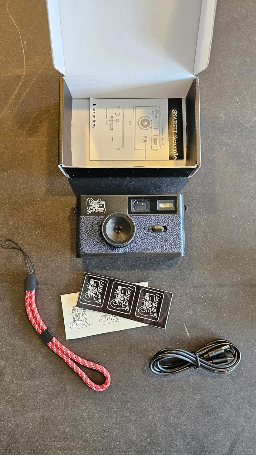 Screen-Free Digital Camera Reusable Point Shoot Retro Camera Black