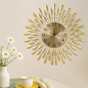 60cm Gold Sunflower Wall Clock Silent Modern Large Metal Decorative Clock