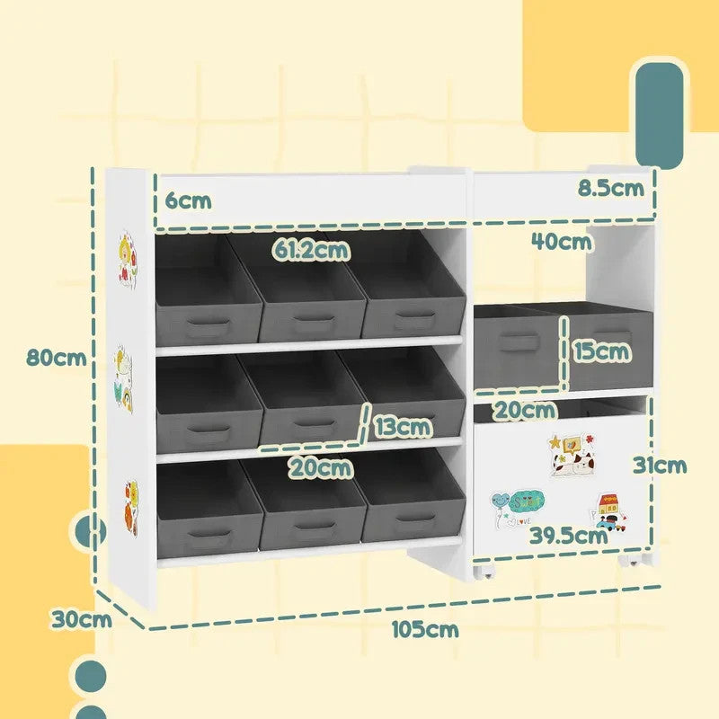 Kids Toy Storage Unit with Bins Cabinet & Shelves for Playroom Nursery
