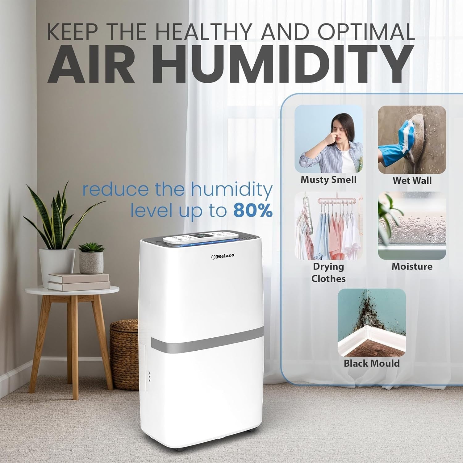 20L Home Dehumidifier Quiet Energy Efficient Laundry Dry Digital Display