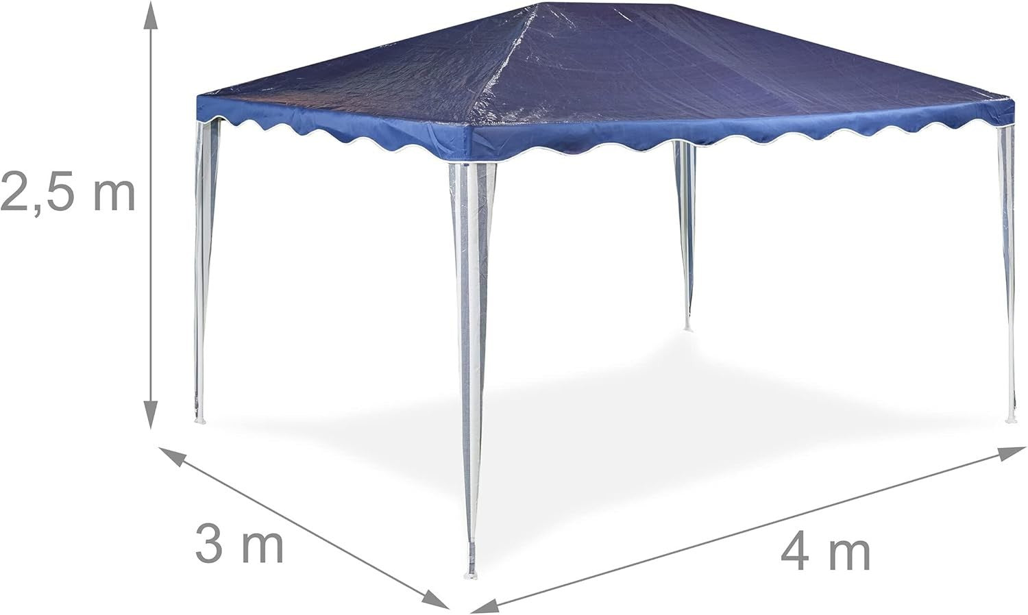 2.5x3x4M Dark Blue Garden Gazebo Party Tent Waterproof Steel Frame PE Roof