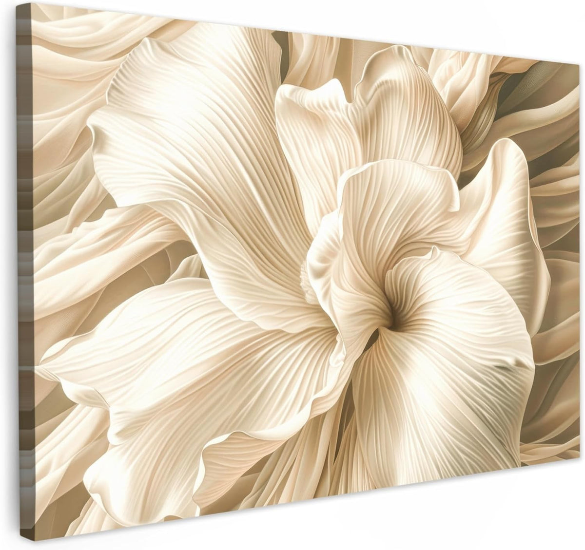 Beige Flower Canvas Wall Art 60x40cm Framed Modern Floral