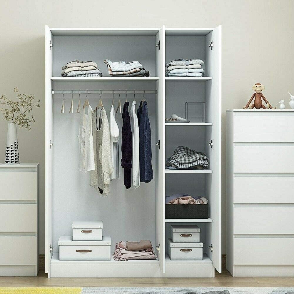 High Gloss 3 Door Bedroom Wardrobe with Hanging Rail & Shelves – Modern Style