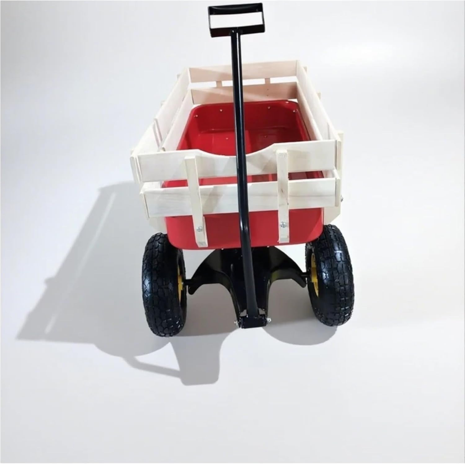 Heavy Duty Garden Utility Wagon Cart | Outdoor Pull Trolley w/ 4 Wheels & Steel