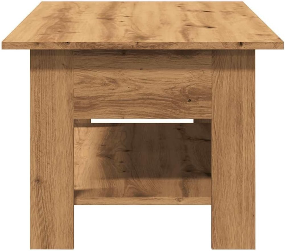 Modern Engineered Oak Coffee Table with Storage Shelf – Stylish & Durable