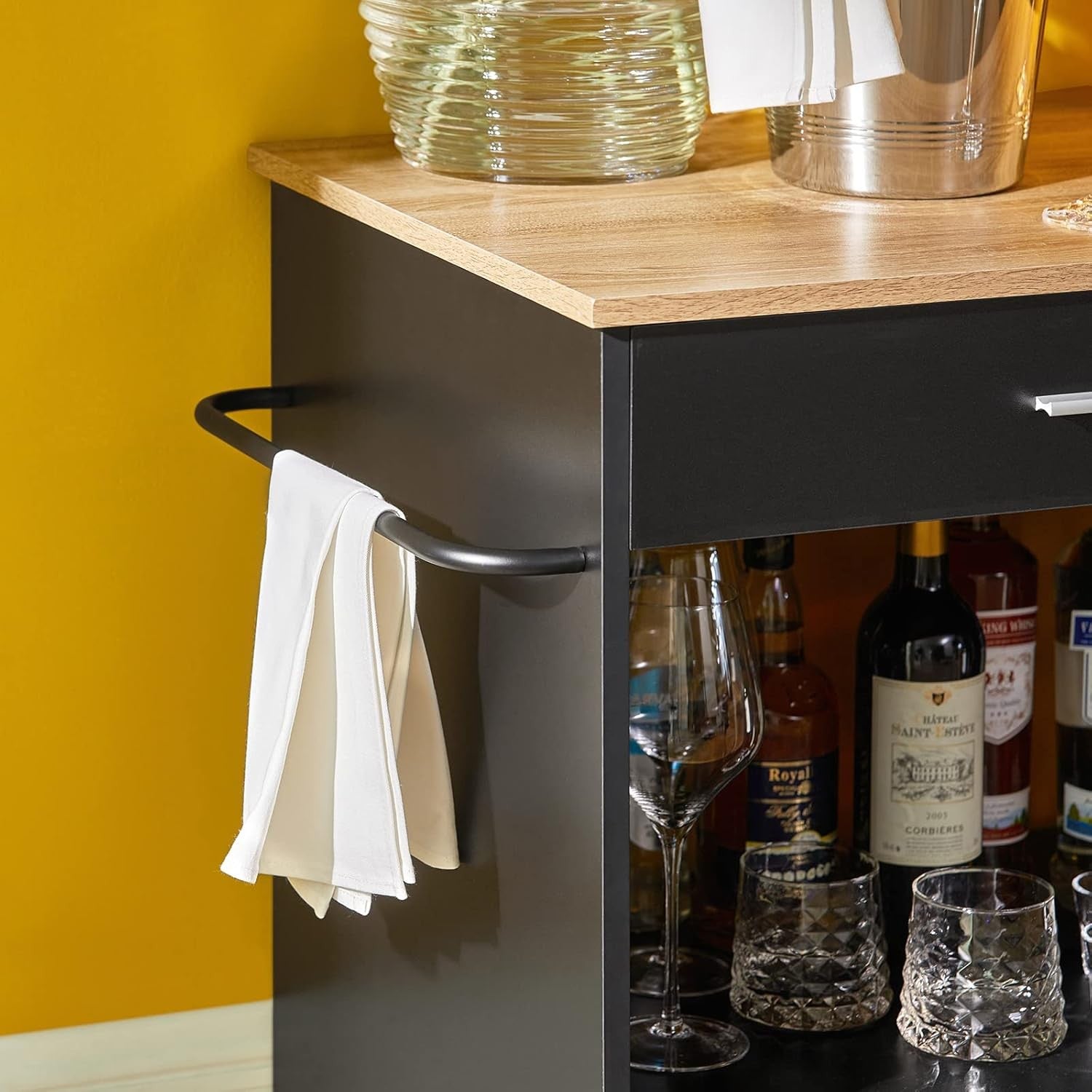 Kitchen Island Cart on Wheels Storage Trolley Drawer Cupboard Butcher