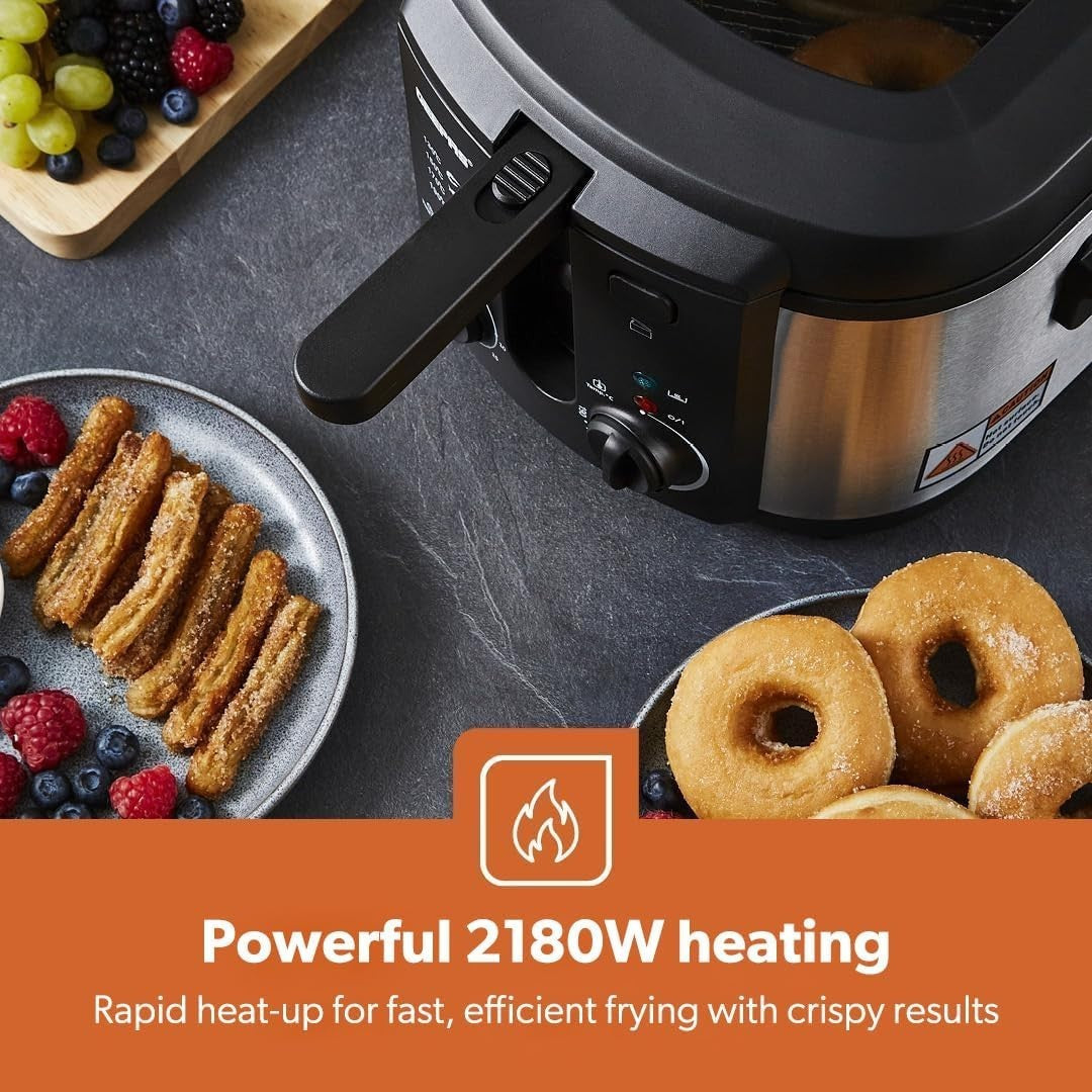 3L Deep Fat Fryer 2180W Adjustable Thermostat Viewing Window Easy Clean