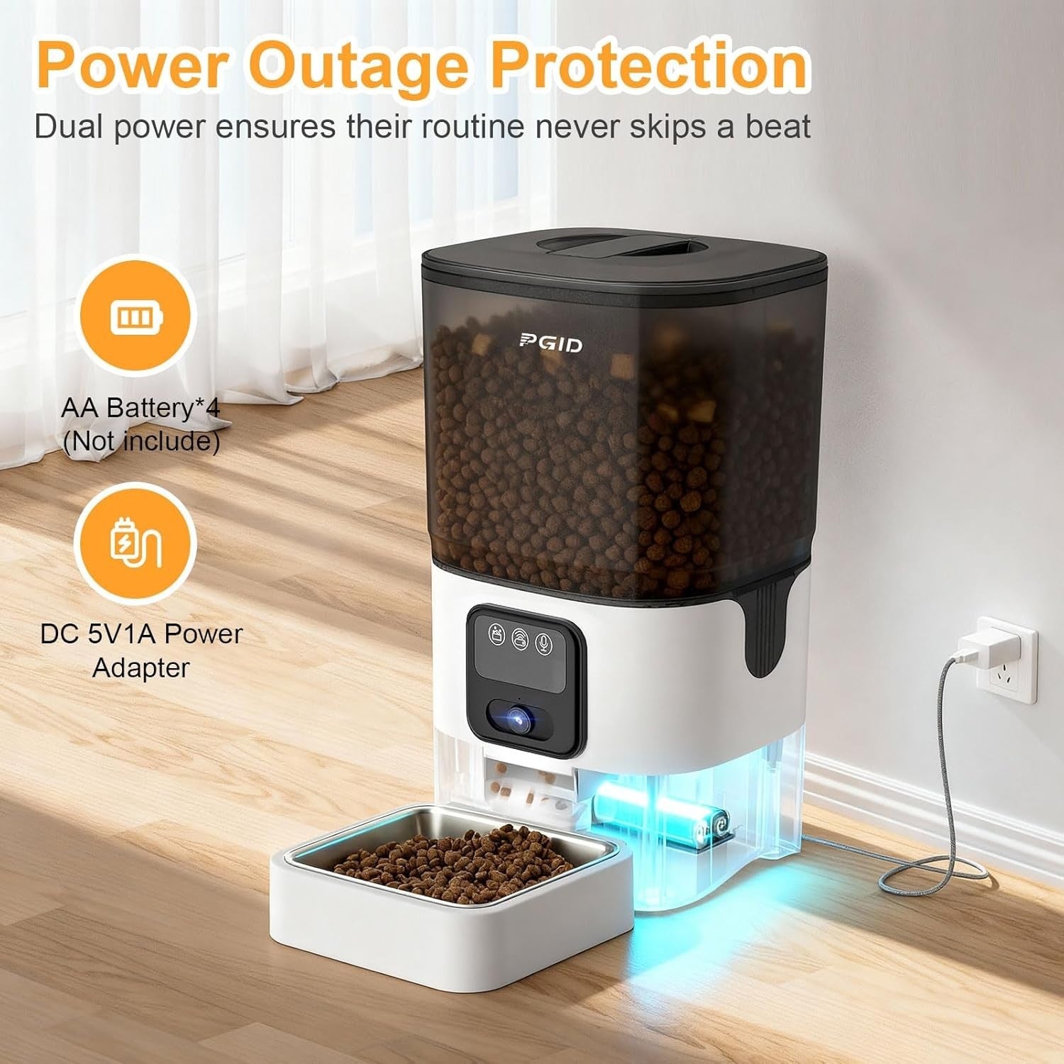 Smart Pet Feeder Camera WiFi App Control 6L Auto Food Dispenser HD