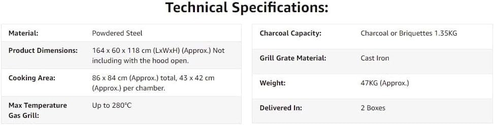 Dual Fuel Gas & Charcoal BBQ Grill 4 Burner Smoker with Cover