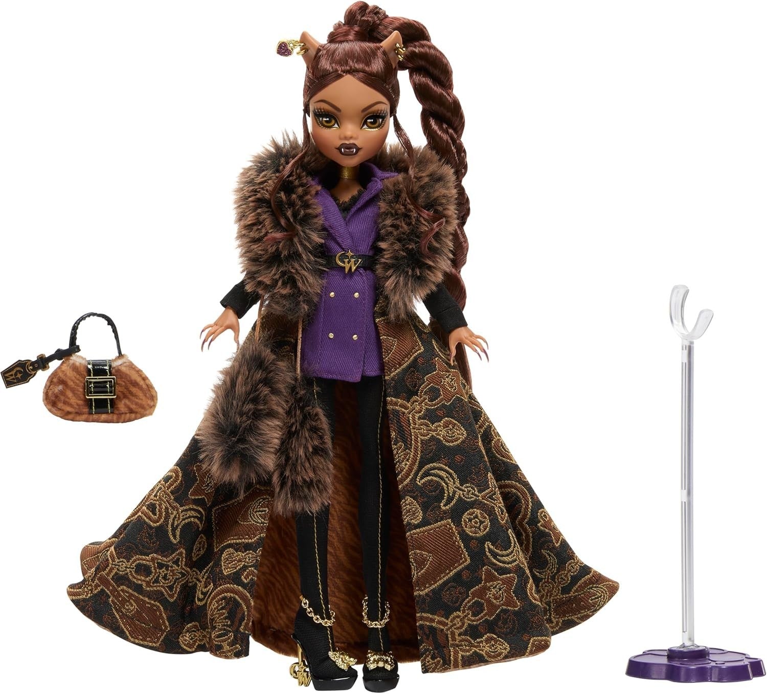 Fashion Werewolf Doll Collectible Faux Fur Coat Runway Outfit Display