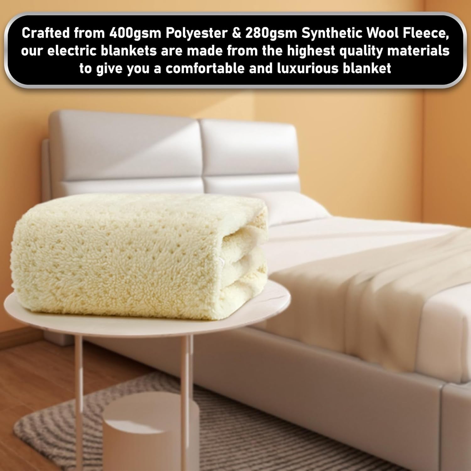 Super King Electric Heated Blanket 9 Heat Timer Dual Control Soft Fleece