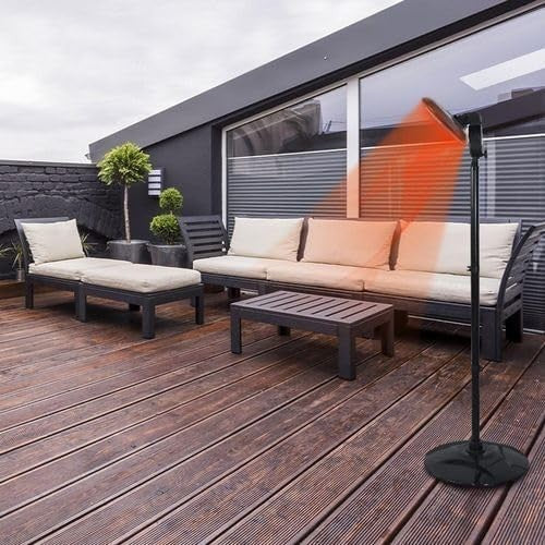 Outdoor Electric Patio Heater 2000W Freestanding Adjustable Height Weatherproof