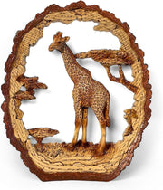 Wood Effect Giraffe Ornament Home Decor | Rustic Resin Sculpture | 17.5cm
