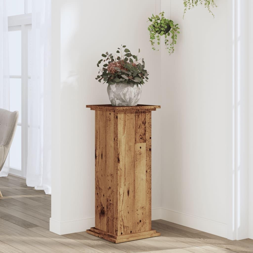 Rustic Brown Wood Plant Stand 80cm Indoor Outdoor Display Table Modern Flower Ho